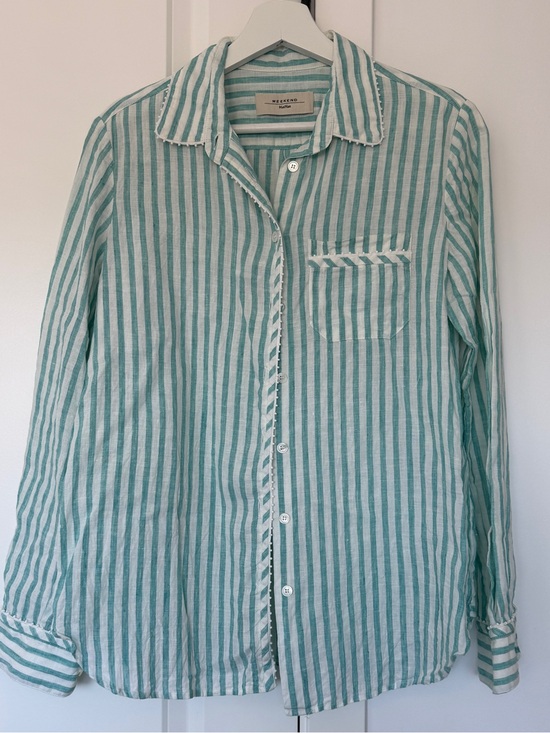 MaxMara Tops - MaxMara Weekend Striped Shirt in Aqua and White